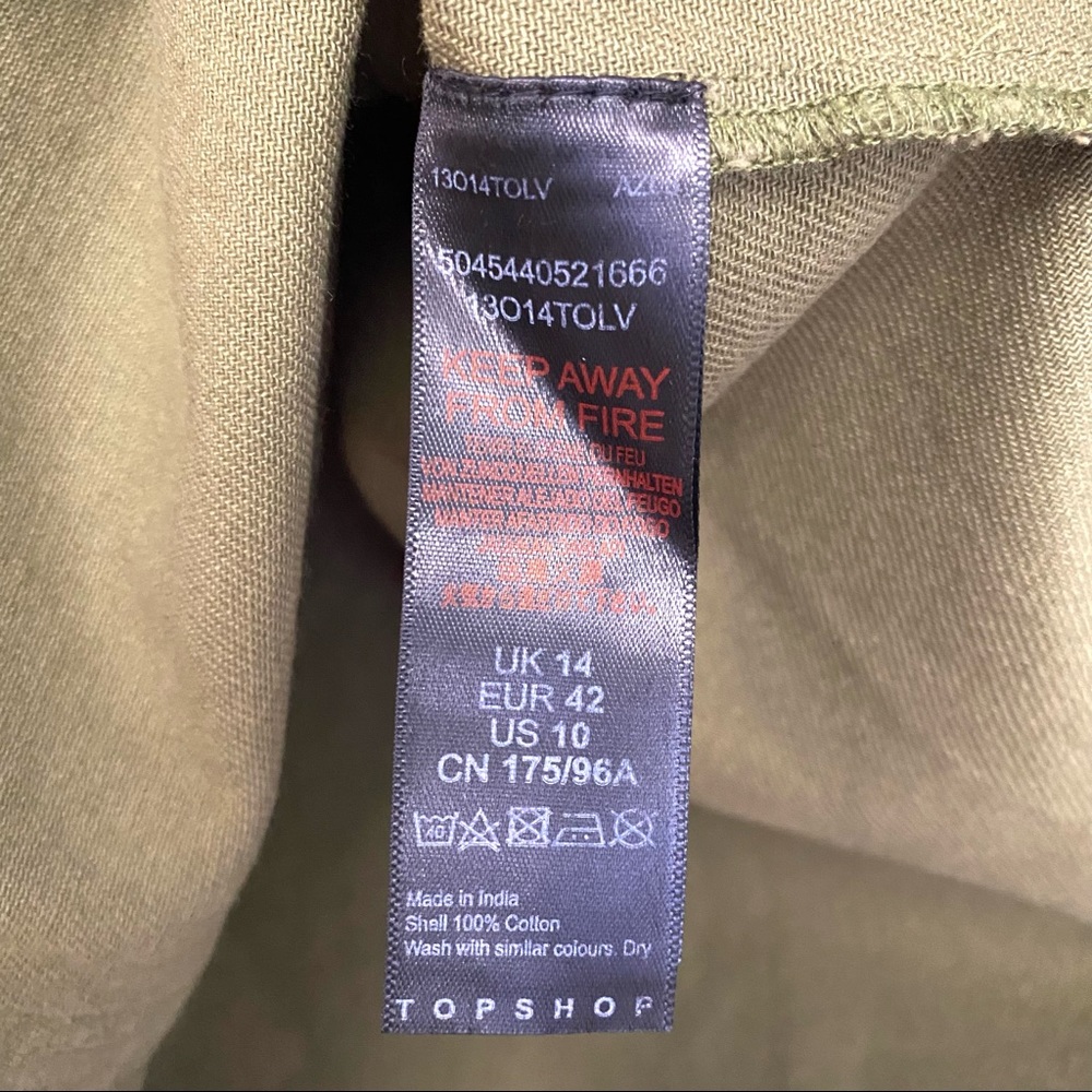 NEW Topshop Olive Green Oversized Relaxed Fit Button Up Canvas Shirt Shacket 10 - Picture 11 of 11